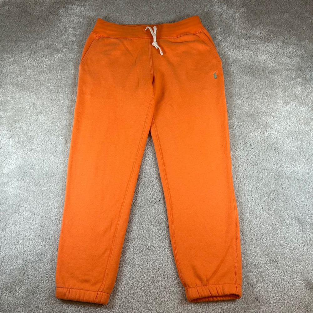 Polo Ralph Lauren Sweatpants Mens Small Orange Joggers Fleece Pony Logo Pockets